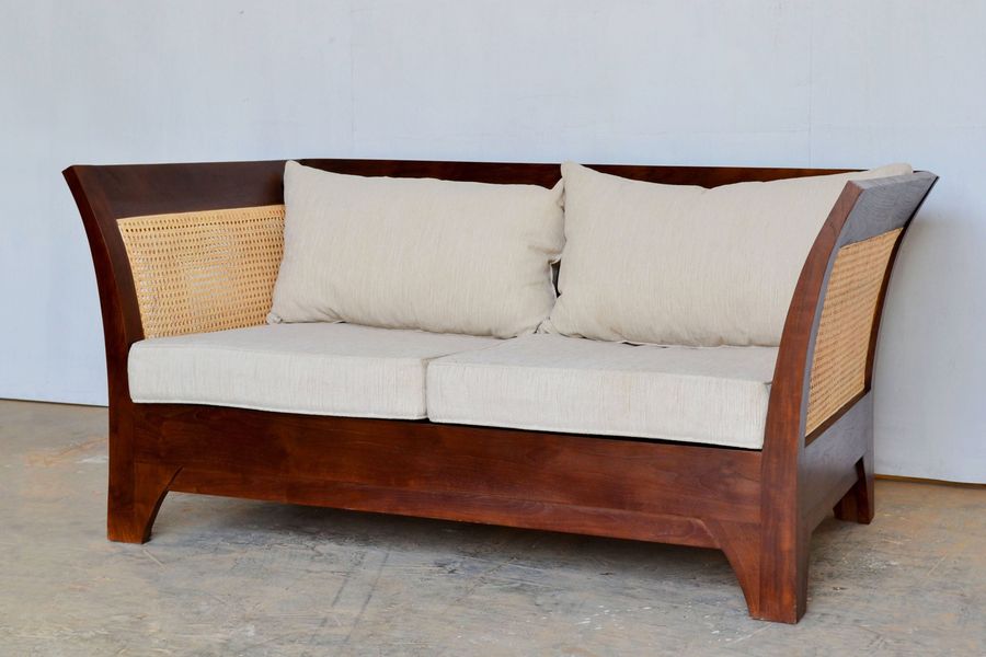 St. Barclays teak rattan sofa