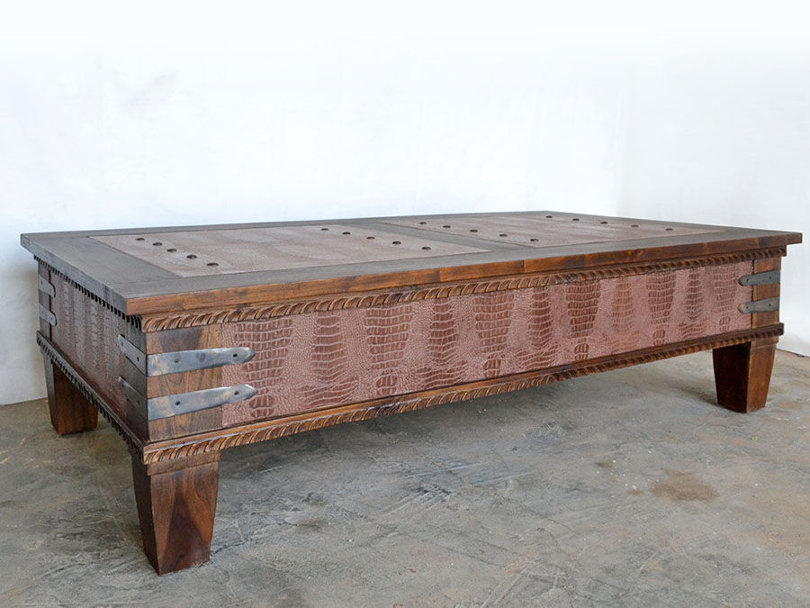Leather inlay center table