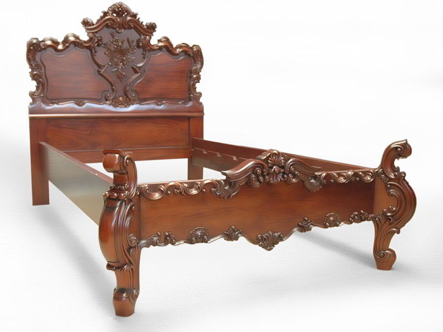 Mahogany wood bed frame full view