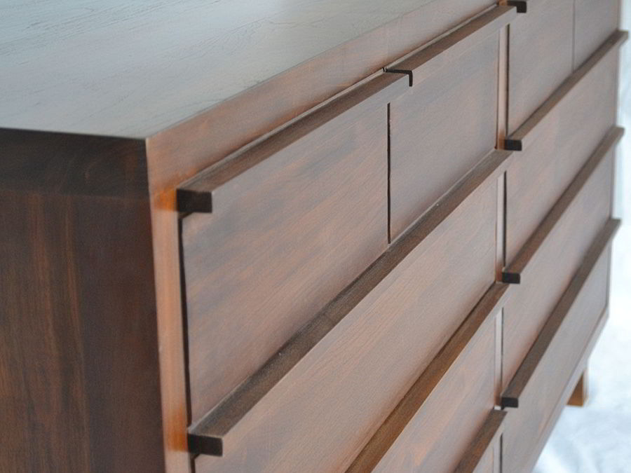 Solid wood drawers, 4  drawers on topmost row, 2 drawers on 3 rows.