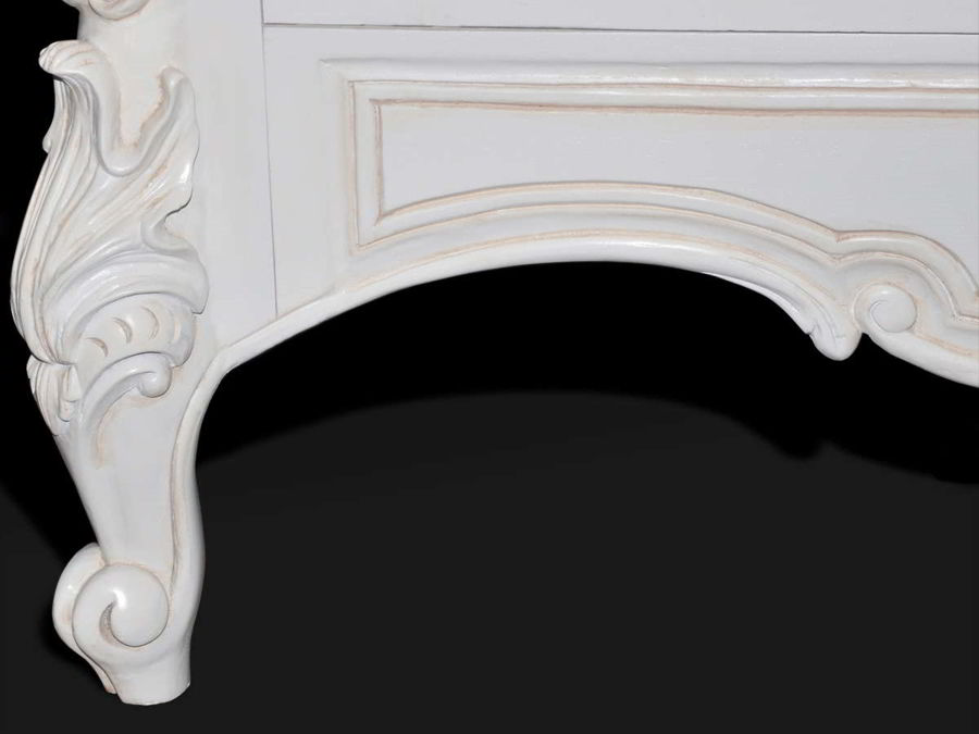 Top cresting detail, classic rococo carving antique white painted.