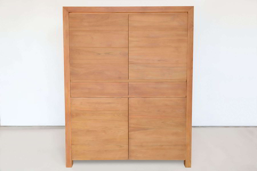 Teak solid wood cabinet 4 doors front view